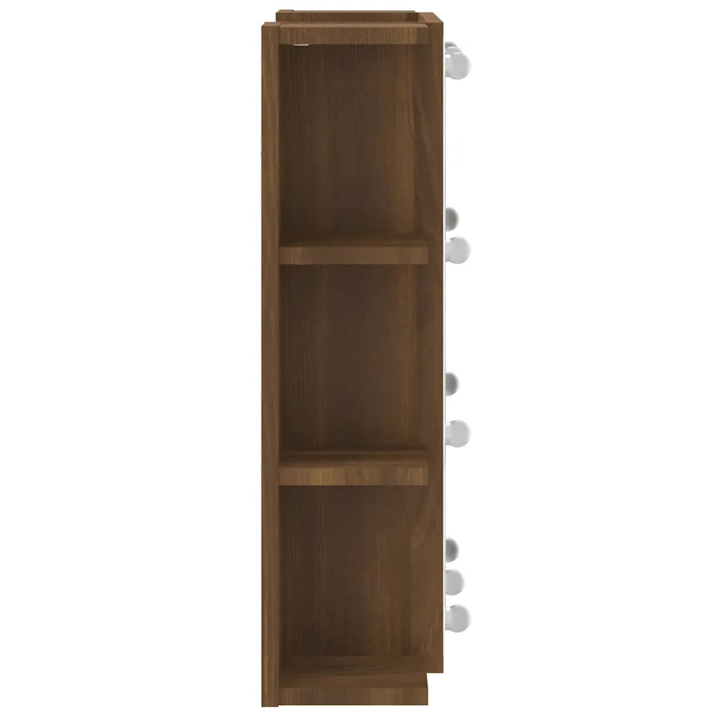 Mobile a Specchio con LED Rovere Marrone 70x16,5x60 cm 820453