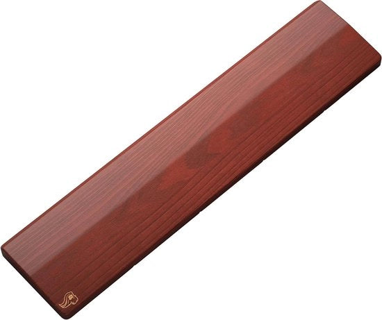 Sostegno per tastiera in legno per gaming (formato completo) - asse bianco - nerf media - superficie liscia - resistente al sudore e all'olio - base in gomma antiscivolo - 430 x 100 x 19 mm - Noce d'oro