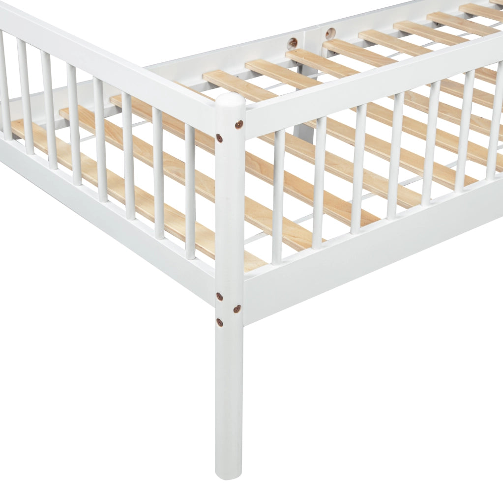 Letto a giorno 90x200 cm con sponde a 3 lati in legno di pino bianco