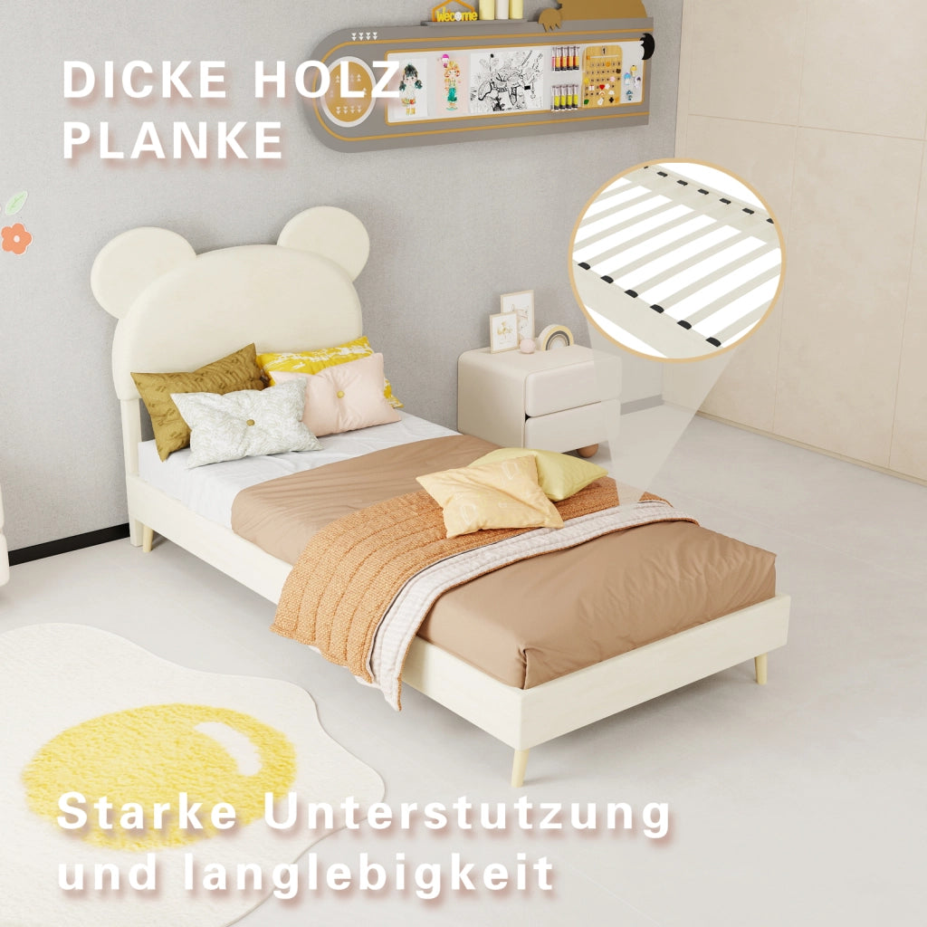 letto imbottito tessuto e metallo beige 90 x 200 cm
