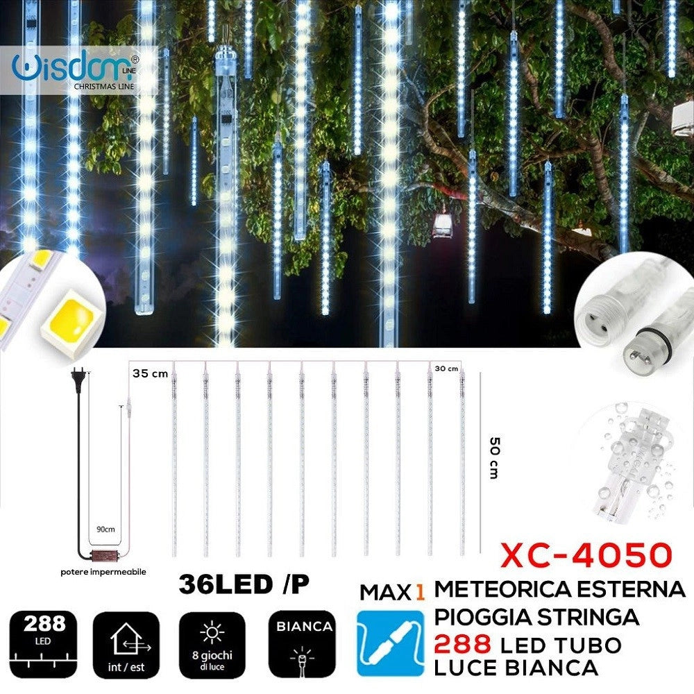 Trade Shop - Tenda Luminosa Natalizia 288 Led Effetto Meteorica Pioggia Luce Bianca Xc-4050 -