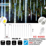 Trade Shop - Tenda Luminosa Natalizia 288 Led Effetto Meteorica Pioggia Luce Bianca Xc-4050 -