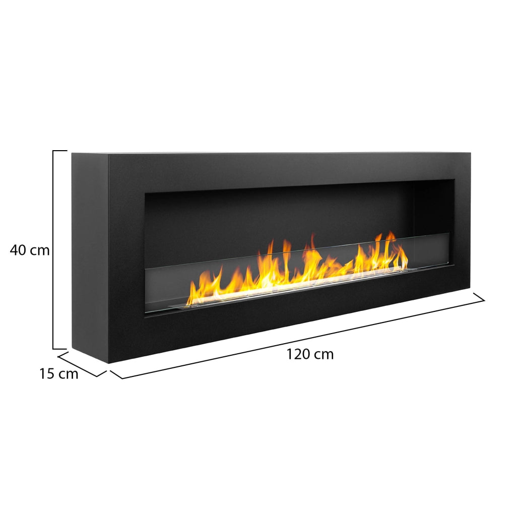 Caminetto Praiano, Camino a Bioetanolo Capacità 1.25 lt, 120x15x40h cm Nero