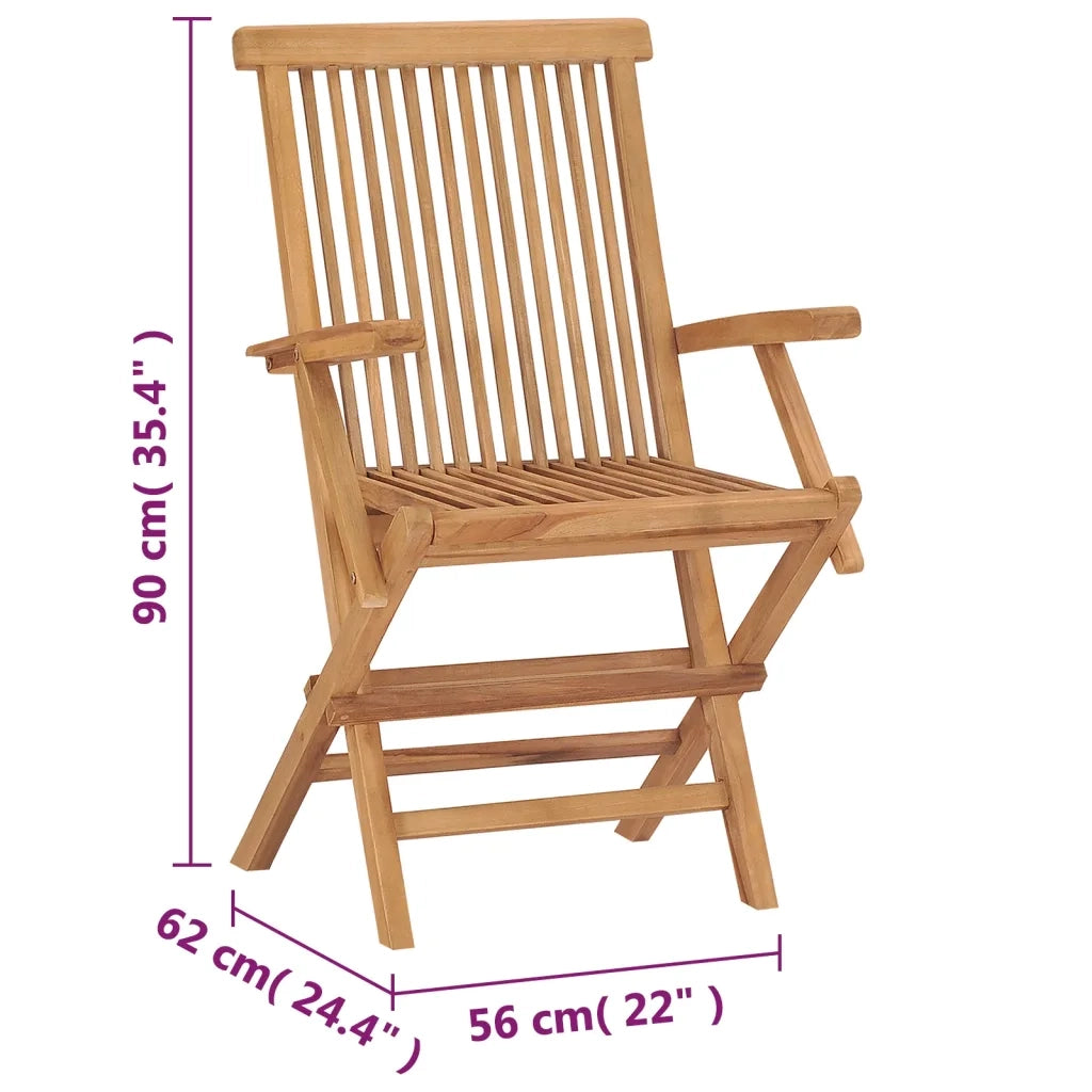 Sedie da Giardino Pieghevoli 2 pz | Sedie da Esterno in Legno Massello di Teak