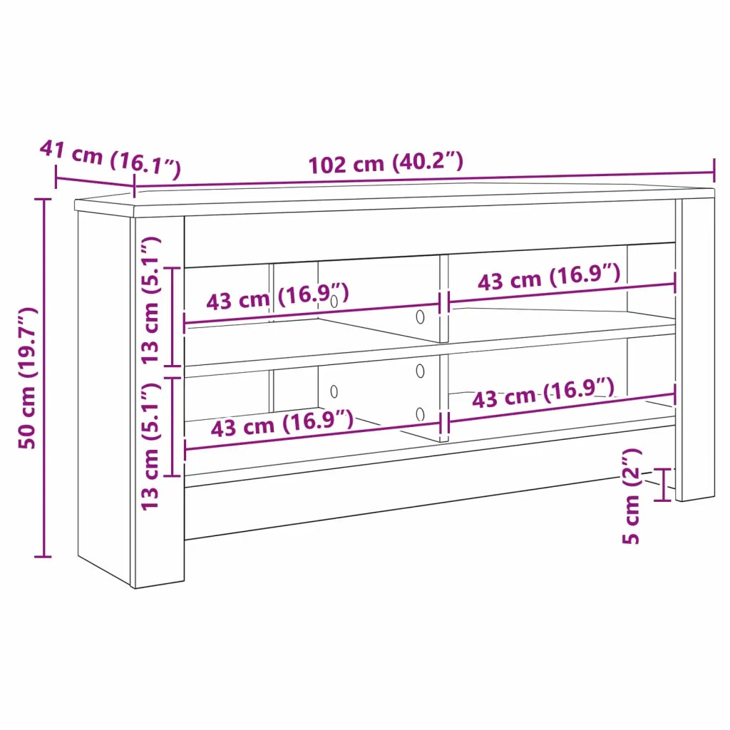 MobileTVAngolare 102 x 40,5 x 45 cm Nero Legno ingegnerizzato 889776