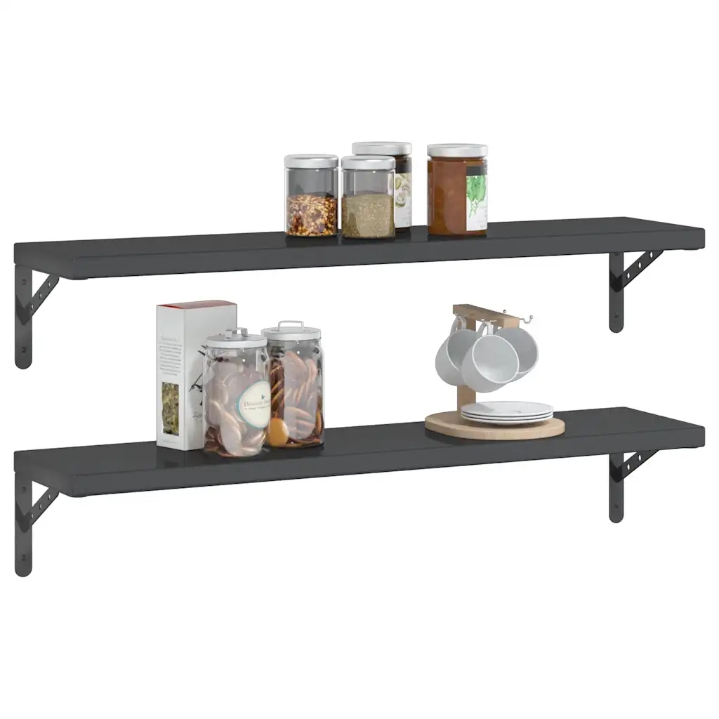 Mensole a Muro 2 pz 100x23,5 cm Nero in Acciaio Inossidabile