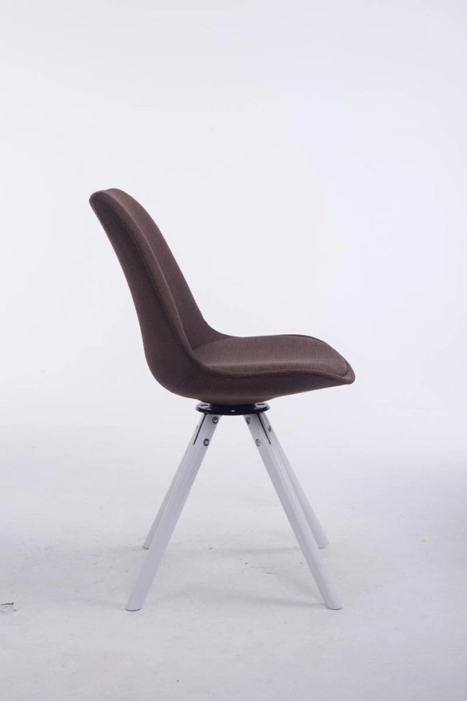 Sedia ospite Troyes Girevole Tessuto Rotondo marrone,bianco