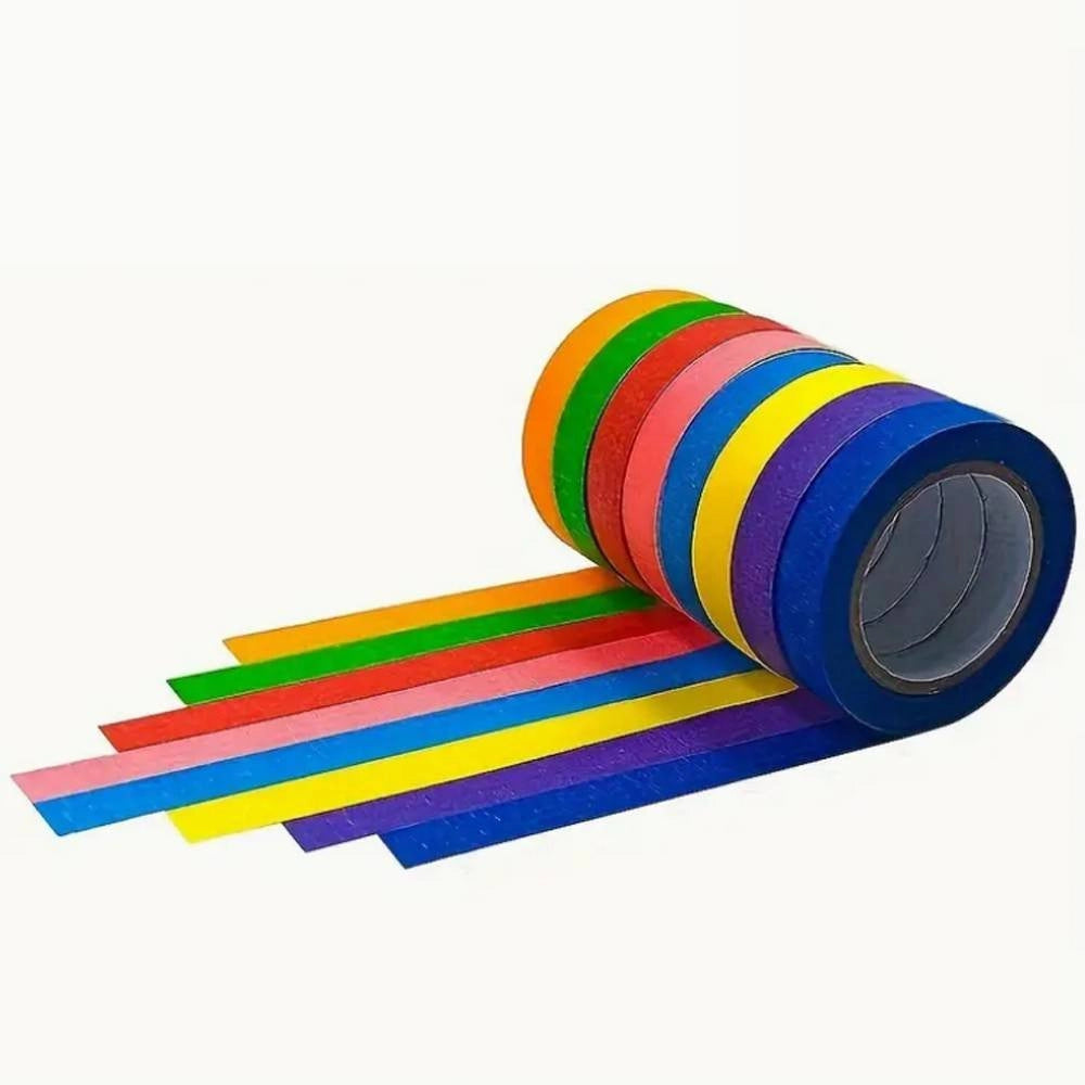 Trade Shop - Set 6 Rotoli Nastro Carta Gommata Colorata 38mmx15mt Adesivo Protezioni Pittura -