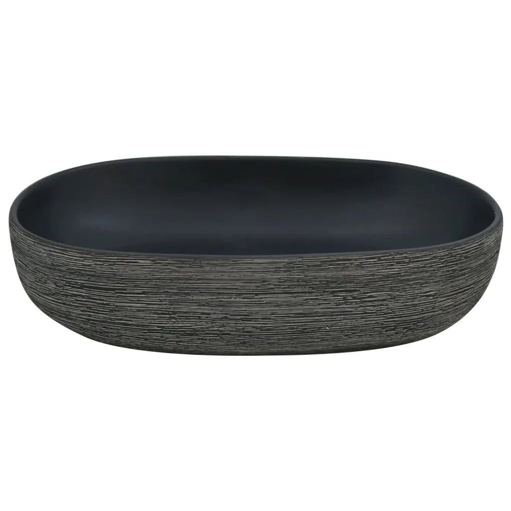 Lavabo da Appoggio Grigio e Nero Ovale 59x40x14 cm Ceramica 155109