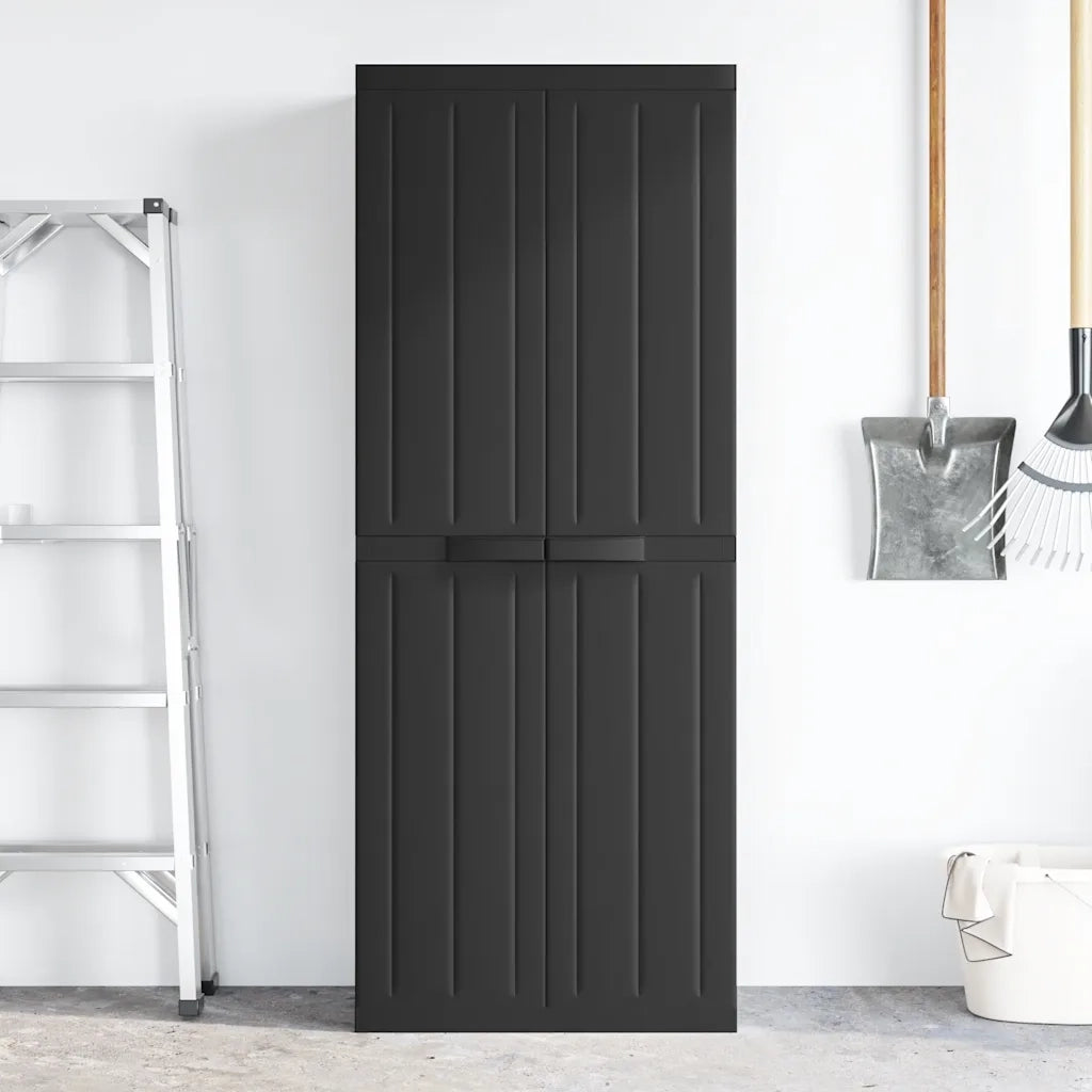 Armadio da Esterno Nero 65x37x165 cm in PP 364206