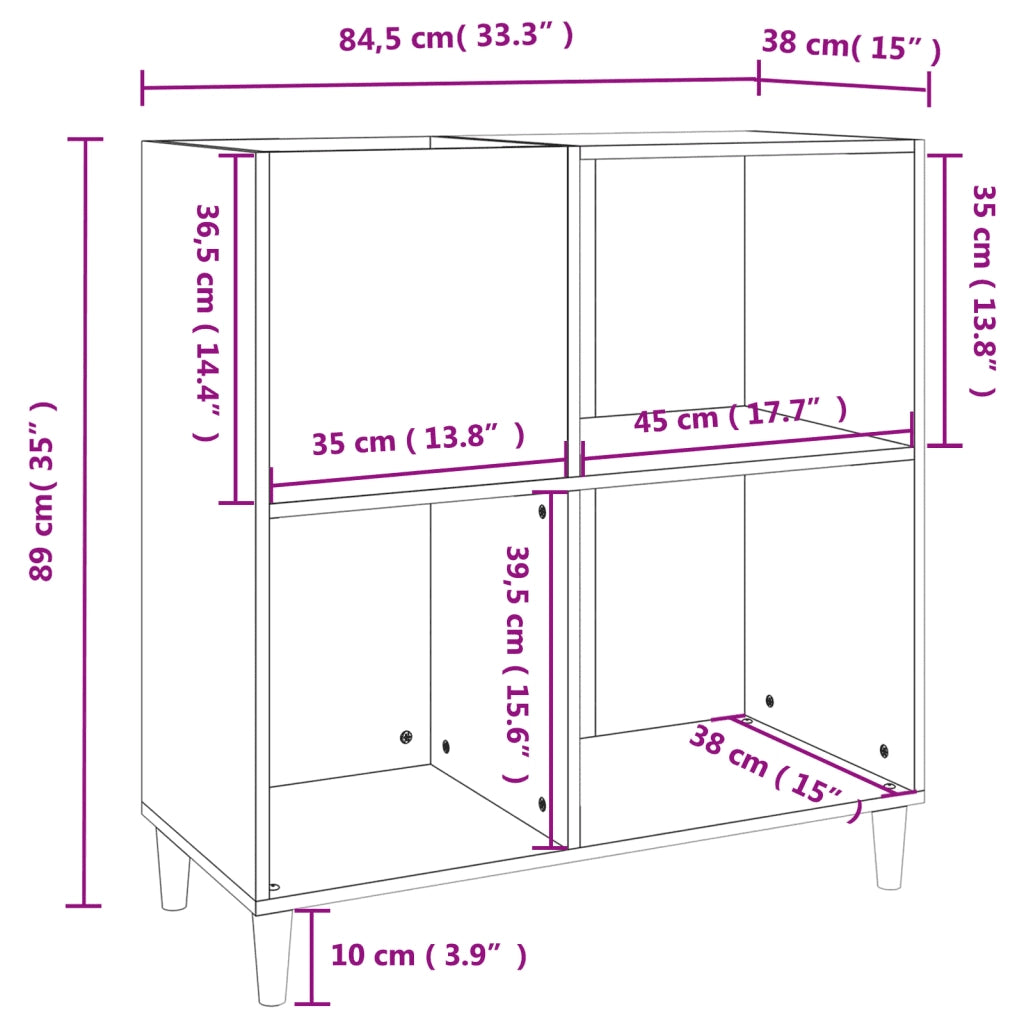 Mobile Porta Dischi Nero 84,5x38x89 cm in Legno Multistrato 831990