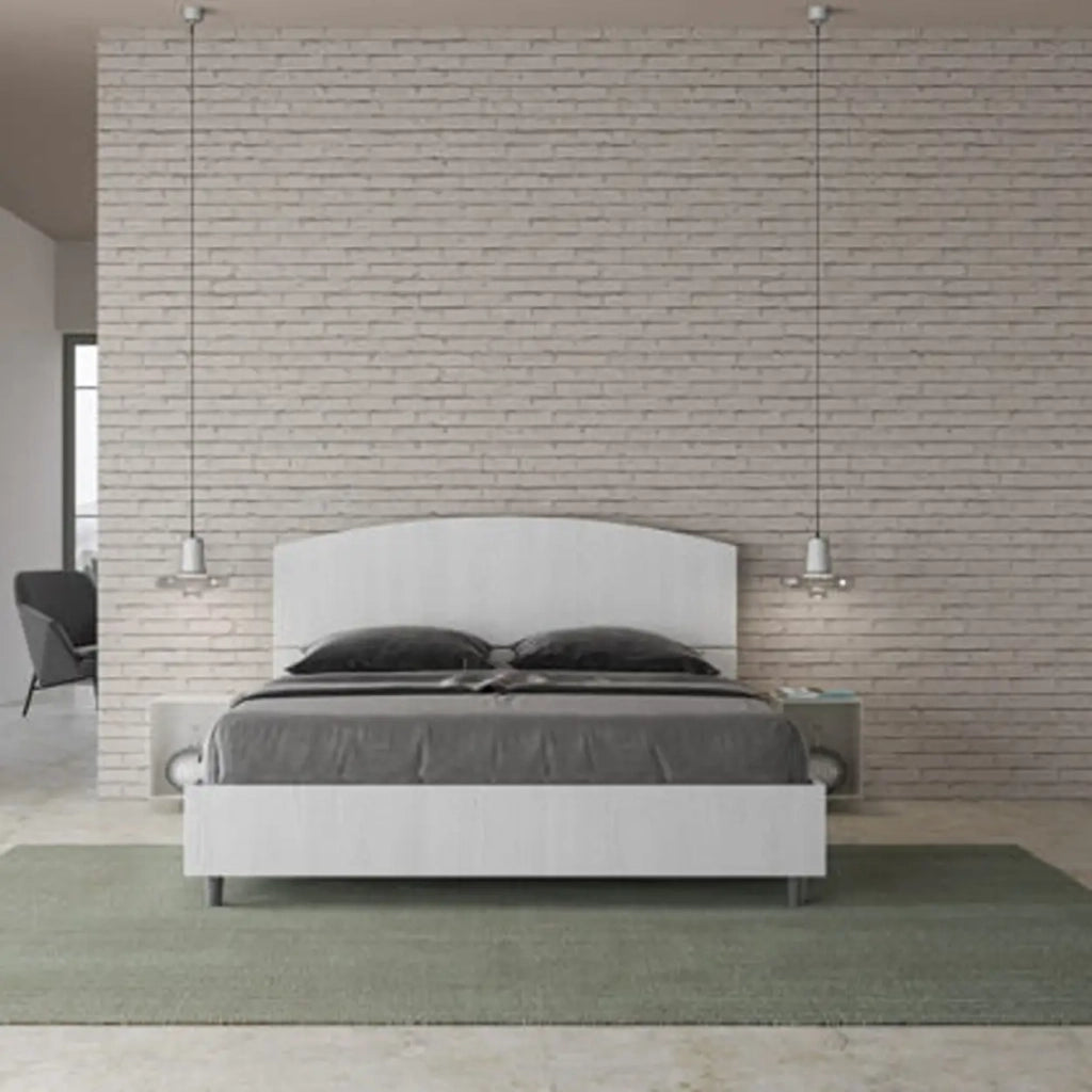 Letto matrimoniale contenitore 160x200 bianco frassino Dora