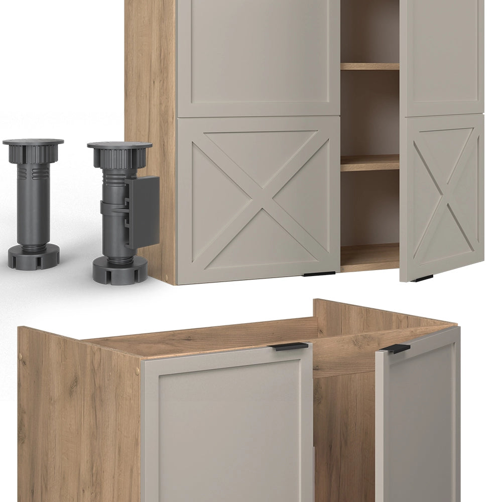 Cucina componibile Fame-Line GrigioBeige/Rovere dorato 200 cm, PL Rovere Vicco