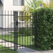 Cancello per recinzione Boxtel porta singola con parte superiore ad arco in acciaio 1x1,5 m Nero 146031