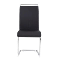 Set di 4 sedie da pranzo a sbalzo, struttura in metallo cromato, schienale in pelle artificiale PU, Nero
