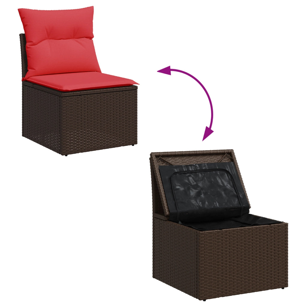 Sedia da giardino senza braccioli con cuscini marrone in polyrattan CFW6679567