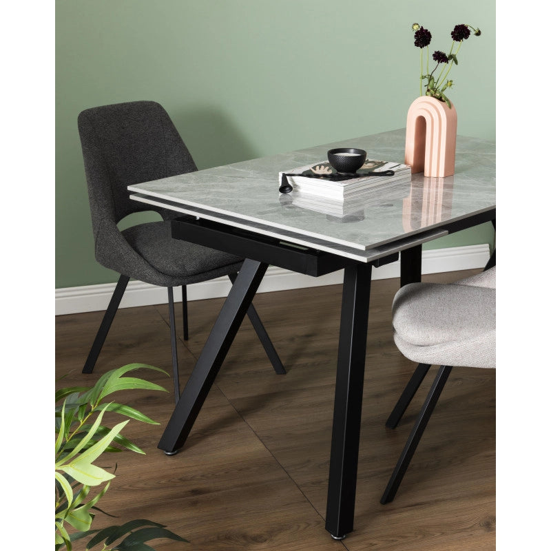 Tavolo Cooper 120(180)x80x76cm Top Ceramica Amica Grigio Marmorizzato Lucido