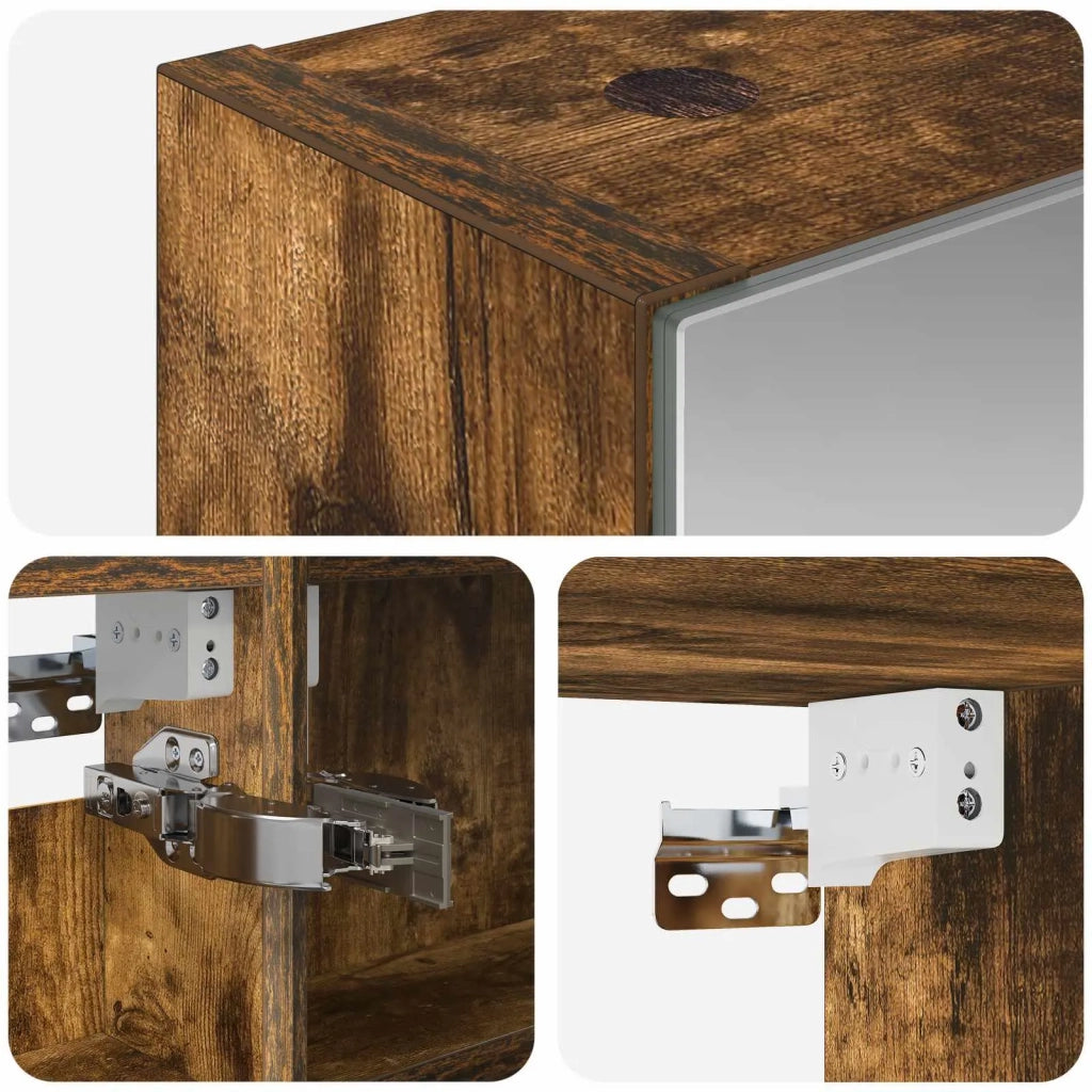 Mobiletto per specchio da bagno Rovere fumé 40 x 10,5 x 60,5 cm