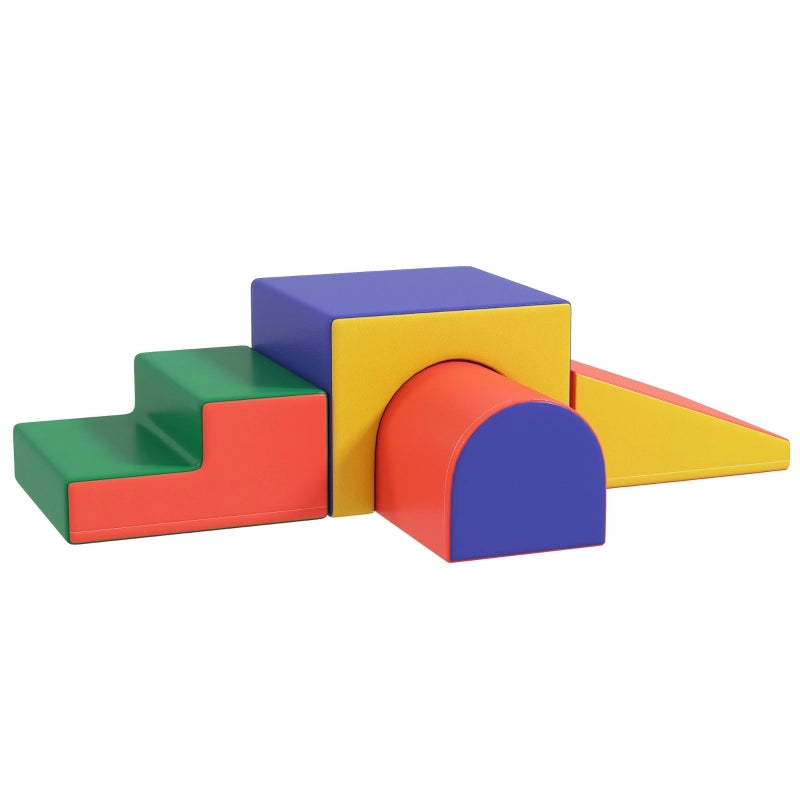 Set di 4 blocchi da costruzione morbidi per arrampicarsi e scivolare, rivestimento in similpelle, per bambini da 1 a 3 anni, multicolore.
