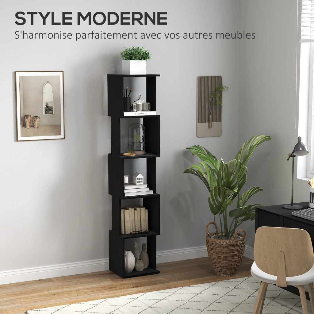 Libreria a 5 Livelli Design Moderno ¨C Xylo ¨C Scaffale Ripiani Legno Nero per Soggiorno Ufficio