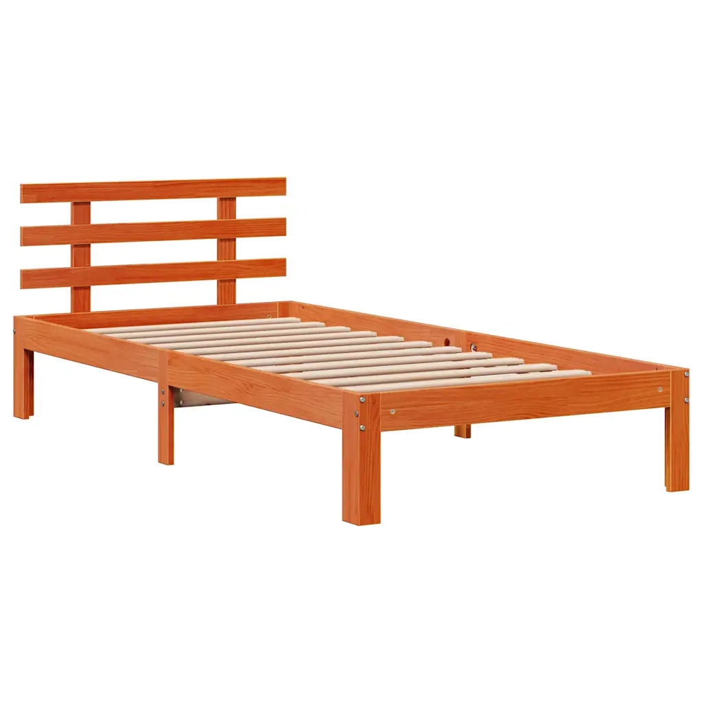 Letto Libreria senza Materasso Marrone Cera 100x200 cm in Pino 3322740