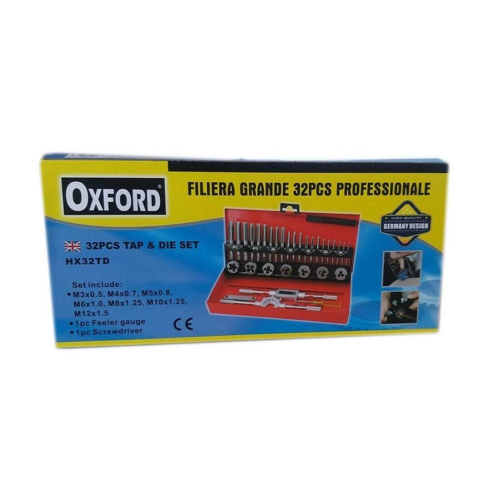 Trade Shop - Set 32 Pezzi Cassetta Kit Filiera Per Filettatura Maschi E Femmine Hx32td -