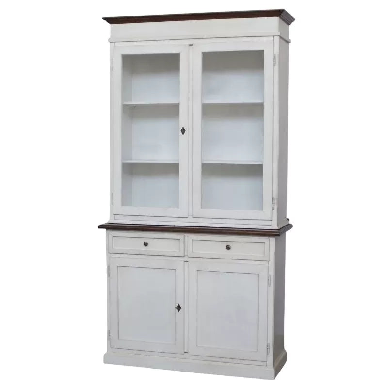 Cristalliera 2 porte shabby legno bianco invecchiato noce 105x42x205 - Mobili 2G