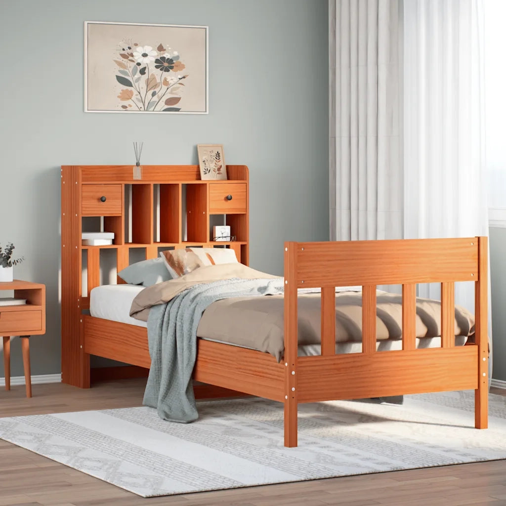 Giroletto senza Materasso-Struttura Letto Marrone Cera 100x200 cm Legno di Pino 874784