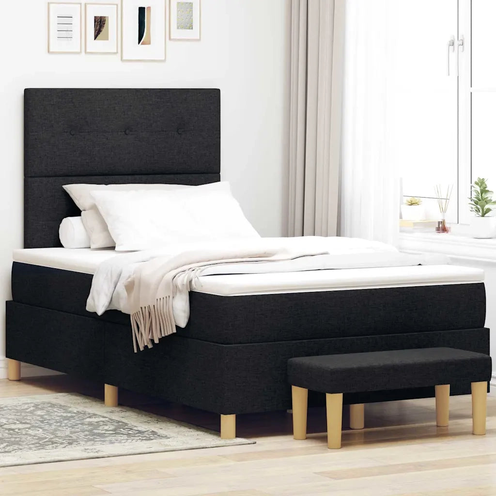 Letto a molle con testiera Nero 190 x 120 cm Tessuto 3344284