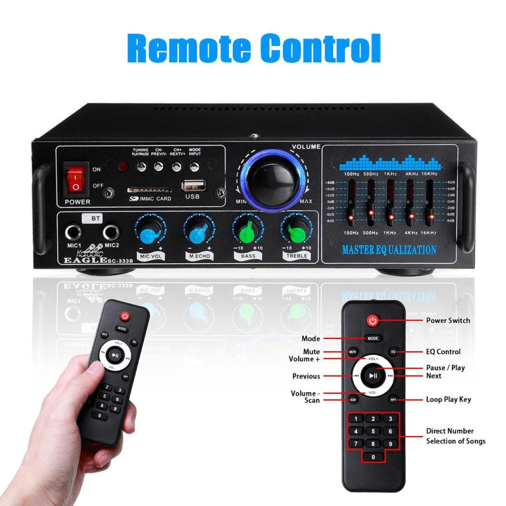 Trade Shop - Amplificatore Audio 2x70w Funzione Karaoke Fm/bluetoothmp3/usb/bluetooth Q-gf289 -