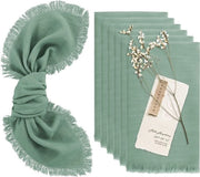 12 serviette in lino e cotone con bordi 45 x 45 cm serviette per tavola lino cotone tessuto misto serviette lavabili serviette in stile rustico per feste di Natale e matrimoni