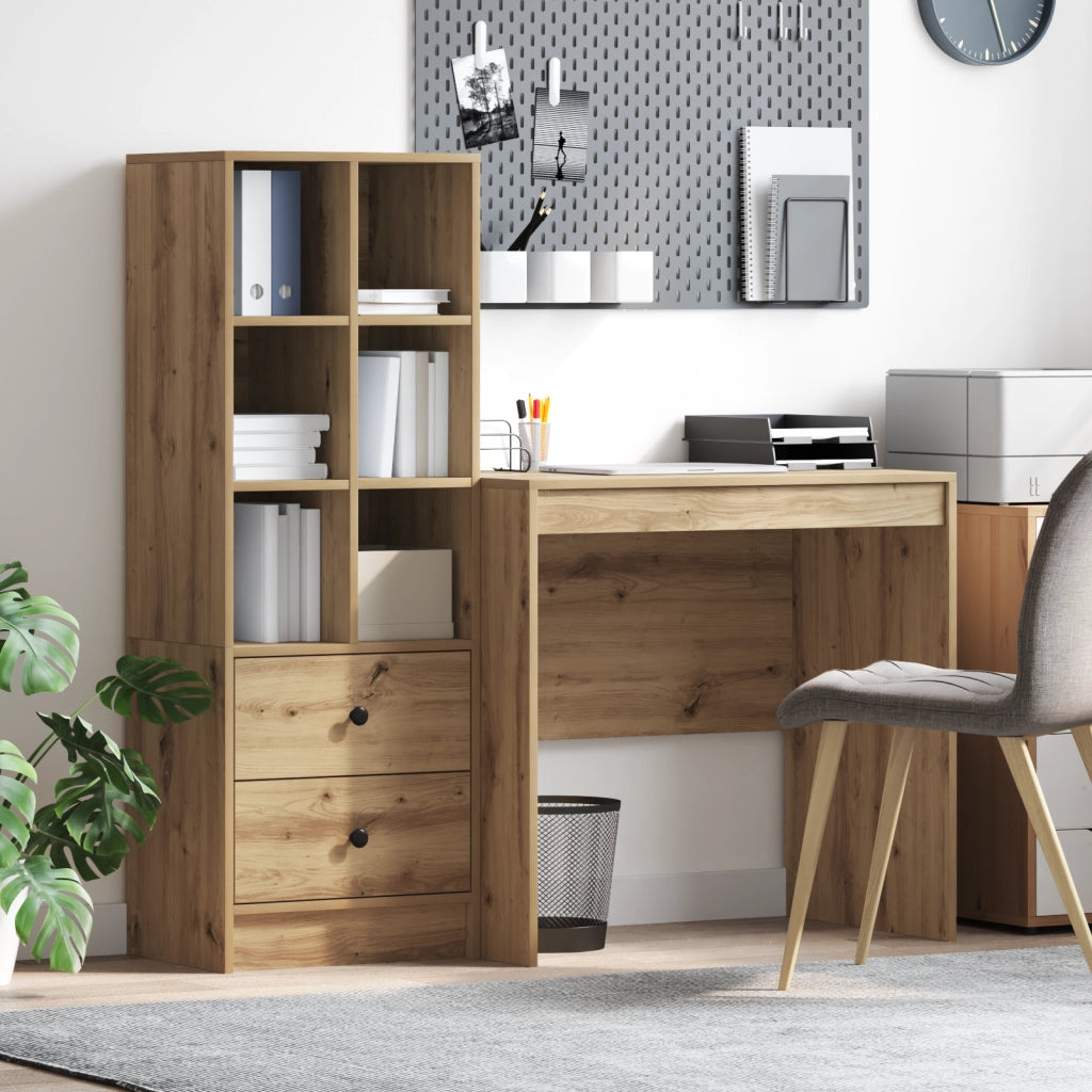 Scrivania con archiviazione Rovere artigianale Legno ingegnerizzato