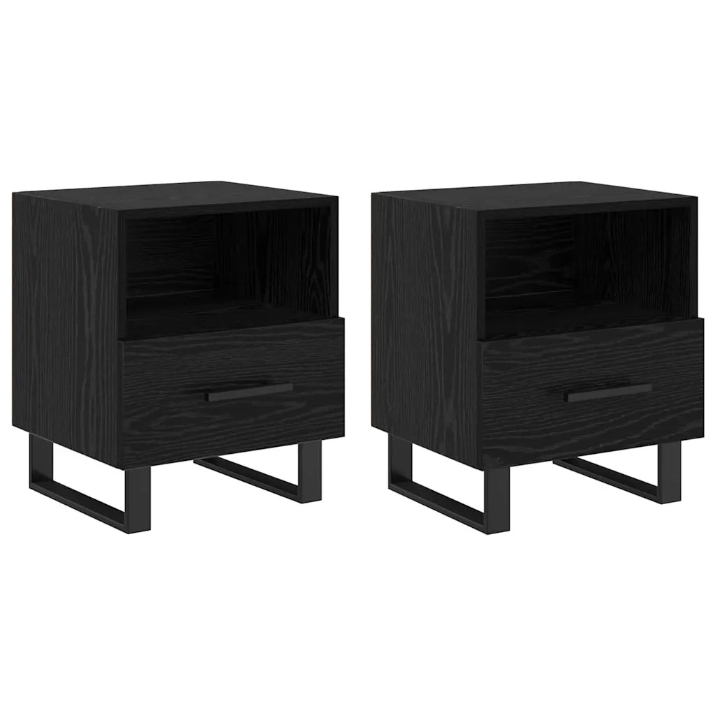 Armadio da Notte 2 pcs Rovere Nero 40 x 35 x 47,5 cm