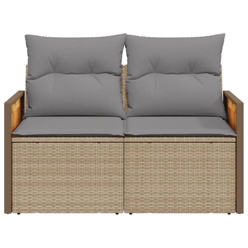 Divano da Giardino con Cuscini a 2 Posti Beige in Polyrattan 366099