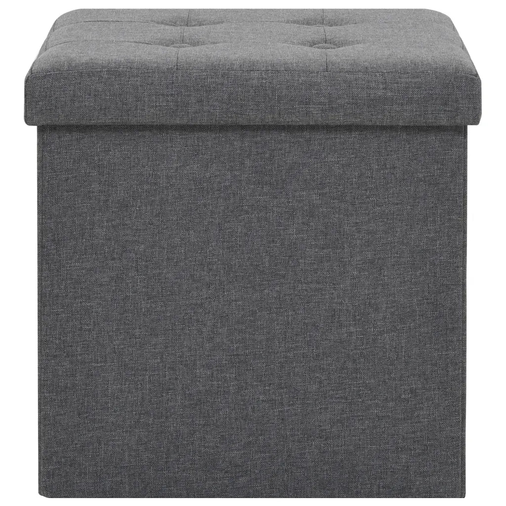 Sgabello Pieghevole con Contenitore Grigio Scuro in Simil Lino 247077