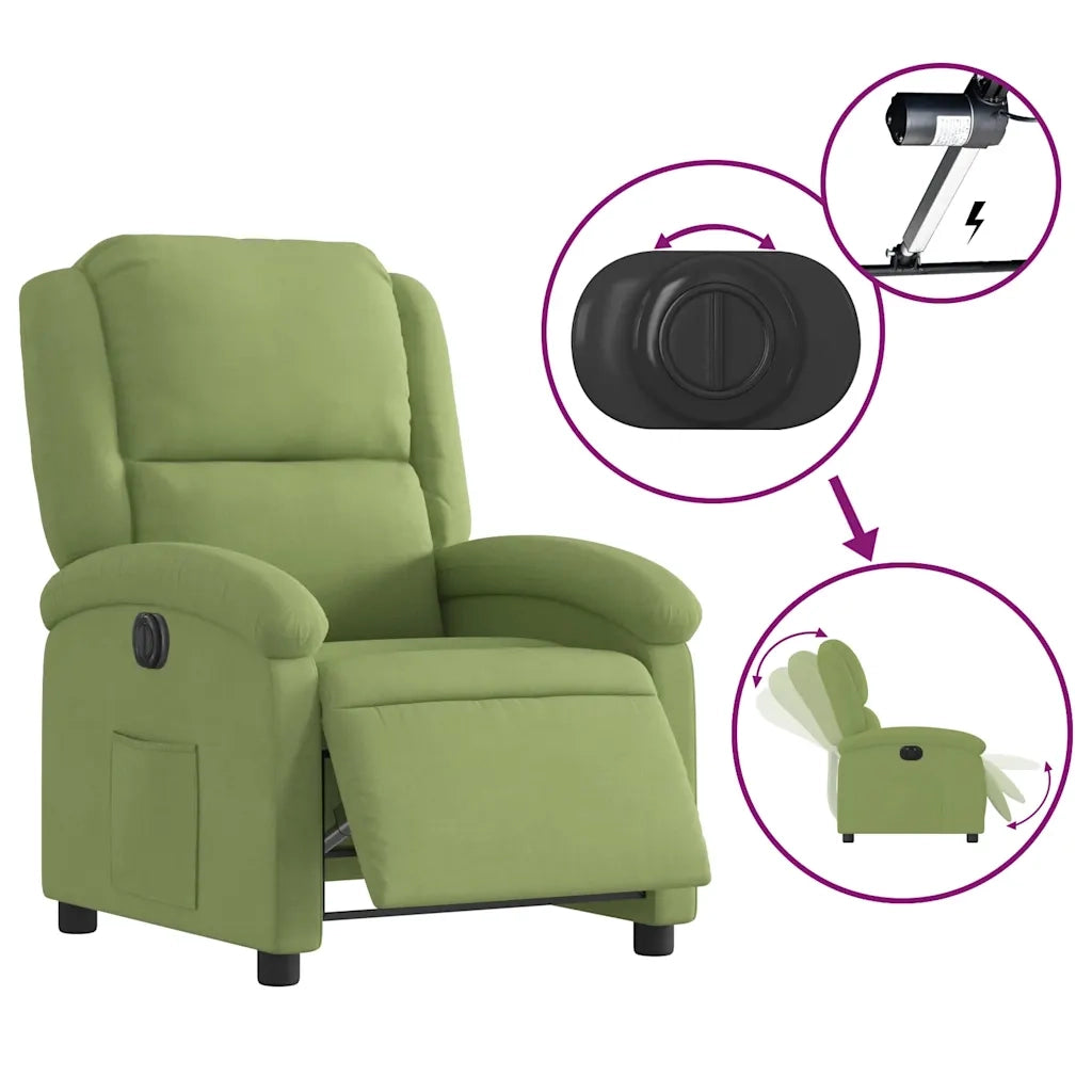 Divano Sedia-Poltrona Reclinabile Elettrica Verde Chiaro in Velluto 755005
