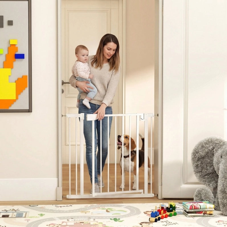 Cancelletto di sicurezza 76-89 x 76 cm con chiusura automatica in acciaio al carbonio bianco