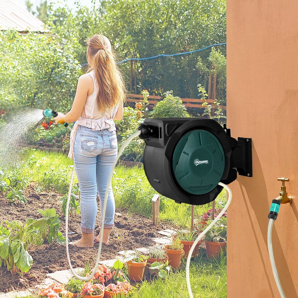 Avvolgitubo da Parete Automatico 30m ¨C Xylo ¨C Verde ?15mm Retrattile per Giardino