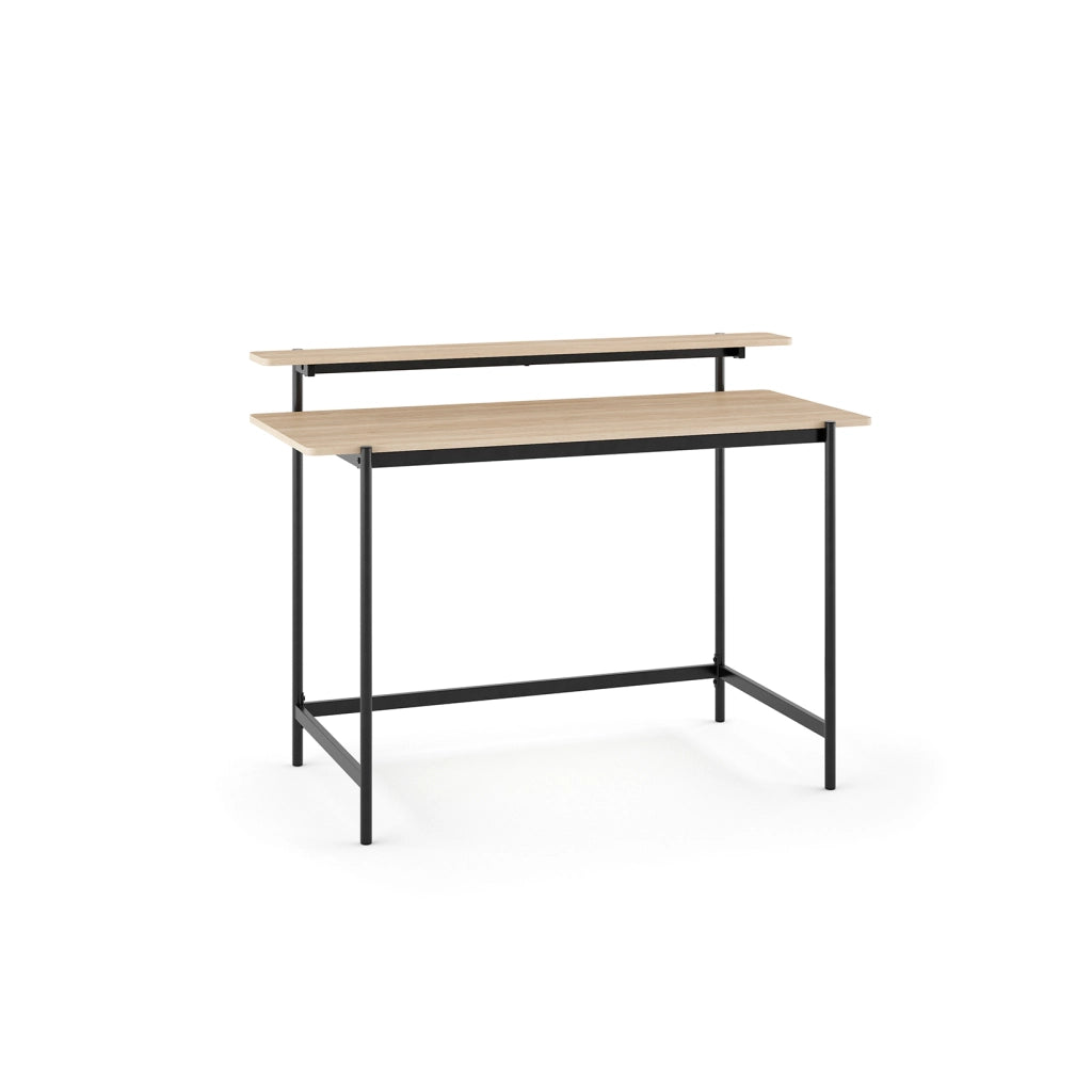Scrivania Hispanohogar effetto rovere e gambe in acciaio nero 88x120x55cm