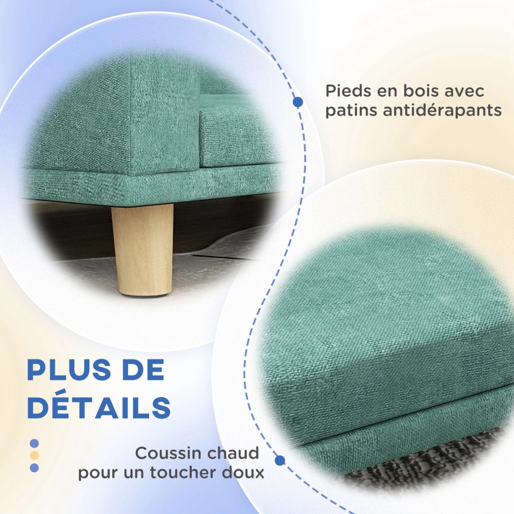 Letto per cani grande con cuscino lavabile ¨C zephmum ¨C 98x67x25 cm verde chiaro tessuto poliestere