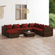 Set Divani da Giardino 8 pz con Cuscini in Polyrattan Marrone 3101851