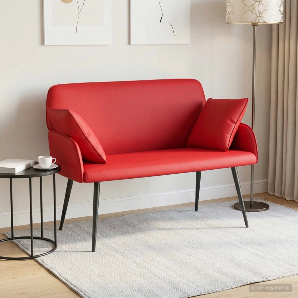 Divano a 2 posti con gambe in metallo 2 posto Rosso Similpelle 42051012