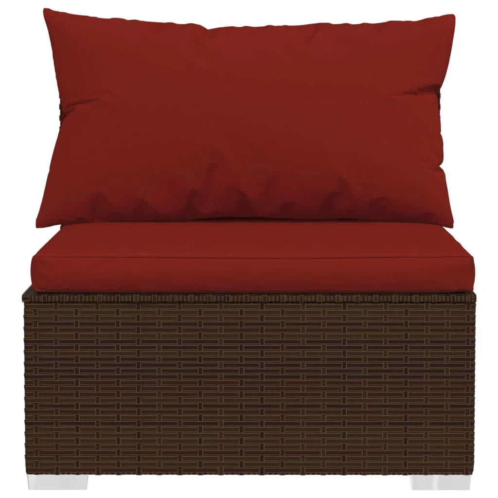 Set di mobili da giardino da 6 pezzi con cuscini in polyrattan marrone 02_0016895