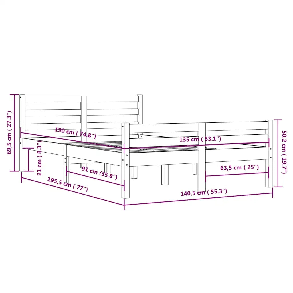 Giroletto Bianco in Legno Massello 135x190 cm Double 814795