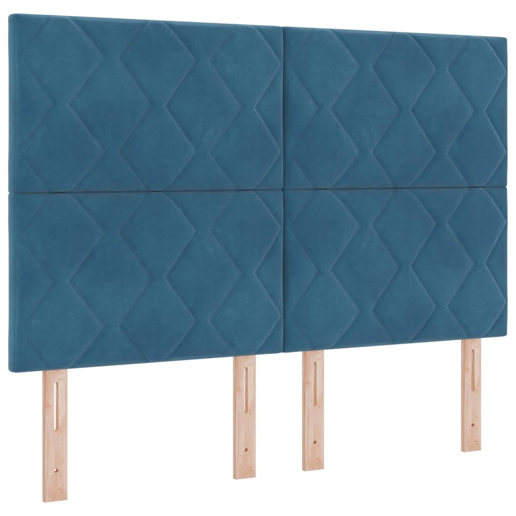 Letto Box Spring LED con Materasso Blu 140 x 200 cm Velluto 3456093