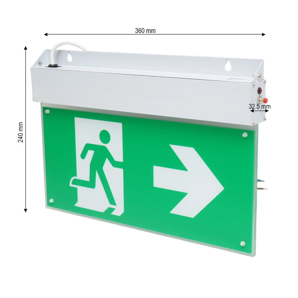 Lampada di emergenza a LED EXIT 220V, 3W, batteria agli ioni di litio 1800mAh, montaggio a superficie, autonomia 3 ore IP20