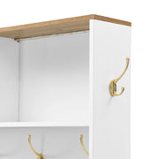 Mobile Ingresso con Specchio; LED; Ganci; Ante e Cassetti; Stile Moderno; in MDF; 120??40??187 cm; Bianco e Legno