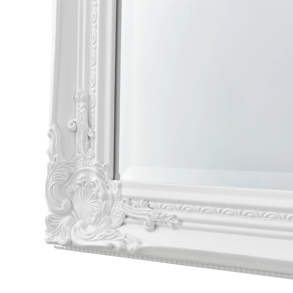 Specchio da Parete Livorno Stile Barocco Montaggio Verticale o Orizzontale 132x42 cm Bianco [en.casa]