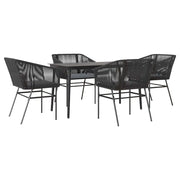 Set da Pranzo da Giardino con Cuscini 5 pz | Set Salotto da Giardino Polyrattan Vetro