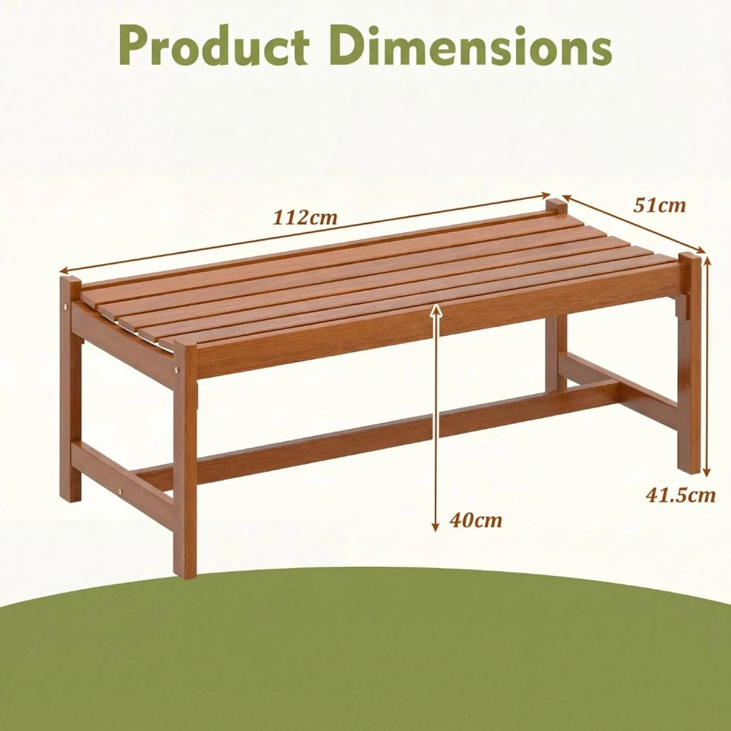 Set di 2 Panchine da Esterno in Legno Massello, Panca a 2 Posti con Sedile Curvo a Doghe, Porta Piante e Panca Ingresso, per Giardino, Terrazza e Cortile, Portata 240 kg, 112 x 51 x 40 cm